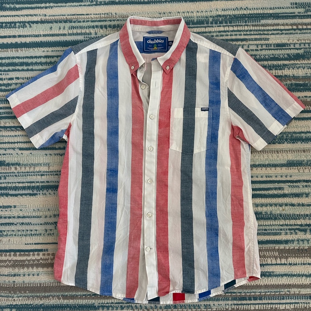 Chubbies Men's Casual Striped Shirt - Red, Blue, White